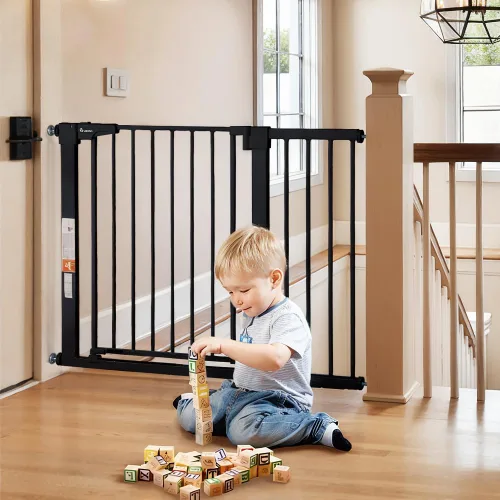 Vista 14 de COMOMY - Puerta de bebé de 76 cm de alto para escaleras y umbrales, se ajusta a aberturas de 75 cm a 103 cm de ancho, puerta para perros de cierre