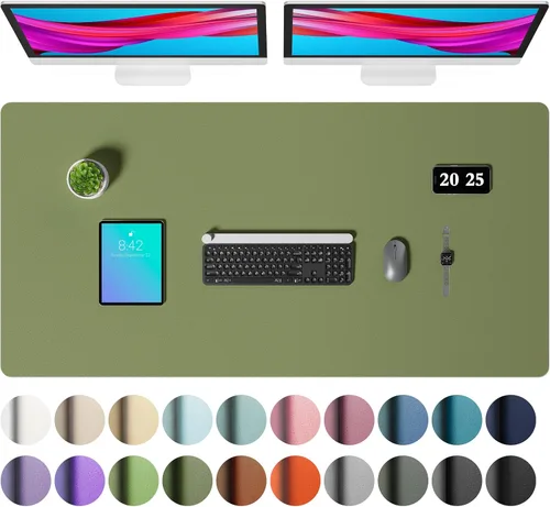 Vista 96 de Aothia - Protector de escritorio de cuero sintético grande, base antideslizante para mouse y superficie para escribir, impermeable, fácil de Agua