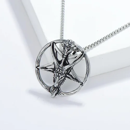 Vista 4 de Collar de estrella para hombre, acero inoxidable 316L, con colgante de estrella pagana, amuleto talismán, joyería de regalo para padre, hermano