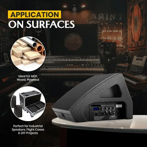 Vista 7 de GRANOTONE Pintura para Altavoces Negra 1 Galón Recubrimiento Texturizado para Gabinetes de Altavoces, Estuches para Transporte, Metal y Muebles