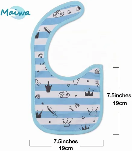 Vista 2 de Maiwa - 6 paquetes de baberos impermeables de algodón para bebés, niñas y niños, con broches para babeo y alimentación Multi0601