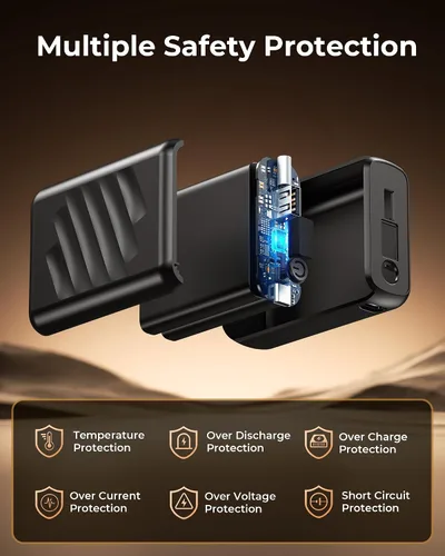 Vista 6 de Chaleco calefactable de 7.4V 20000mAh, batería compatible con ORORO, batería para chaleco térmico con LED, batería recargable para Weamest