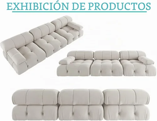 Vista 7 de JACH - Sofá modular convertible de 104 pulgadas, sofás minimalistas de terciopelo de mediados de siglo, sofá ancho de 3 asientos moderno de lujo