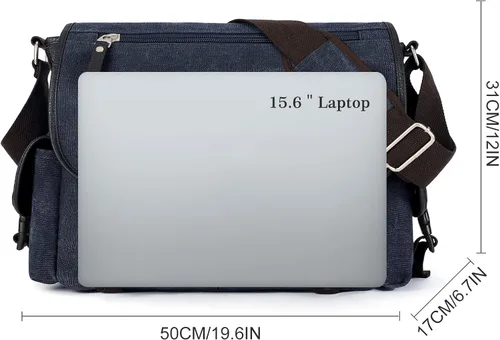 Vista 4 de Bolso de mensajero para hombre resistente al agua unisex bolsas de mensajero vintage para mujer bolsa de laptop de 14 pulgadas y 156 pulgadas