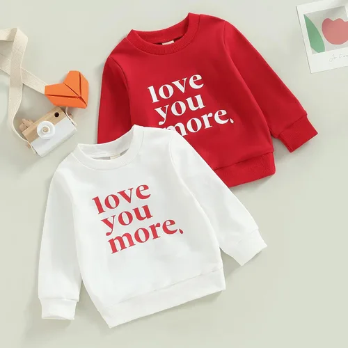 Vista 218 de Traje de San Valentín para bebé, niña, niño, traje de San Valentín, sudadera de manga larga con estampado de corazón