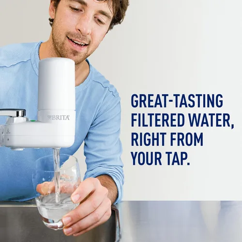 Vista 3 de Brita Sistema de filtro de agua del grifo, sistema de filtración de grifo de agua, blanco, 1 paquete y jarra grande de filtro de agua de 10 tazas