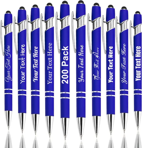 Vista 75 de Hasta 300 bolígrafos personalizados a granel con nombre personalizado con grabado gratis, puntas de lápiz capacitivo grabado, bolígrafo