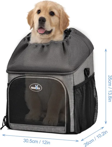 Vista 7 de Lixada Cesta de bicicleta para perros plegable y extraíble de 12 x 10.2 x 13.8 pulgadas con cubierta impermeable, mochila multifuncional para perros