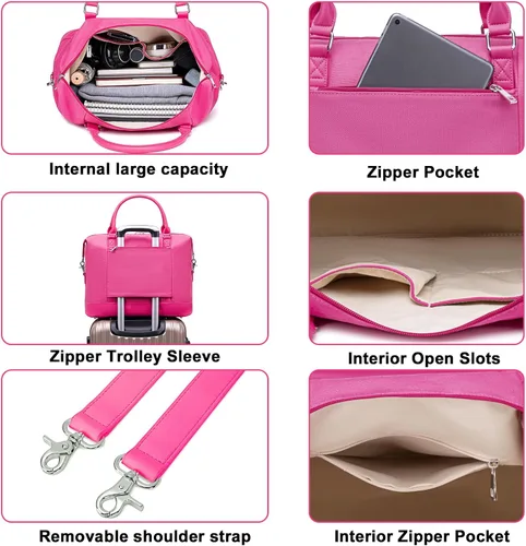 Vista 21 de BLUBOON Bolsas de viaje con cremallera, bolsa de lona para mujer, bolsa de fin de semana para mujer, bolsa de lona para llevar en la bolsa de lona