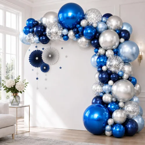 Vista 20 de Jobkoo Kit de Guirnalda de Arco de Globos de Videojuegos con Globos de Papel Metálico de Controlador de Juego Globos de Látex Azules Verdes Negros
