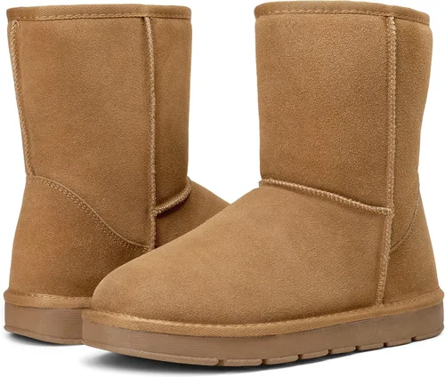 Vista 5 de Jousen Men's Winter Boots Suede Snow Boot Leather Mid-calf Shoes Fur Lining