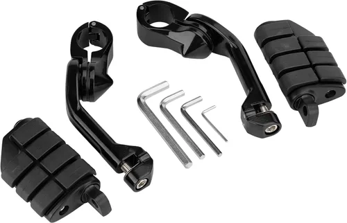 Vista 7 de Estriberas de carretera en ángulo de 1.25 pulgadas de largo para motocicleta, reposapiés ajustables con abrazaderas kit de soportes compatible