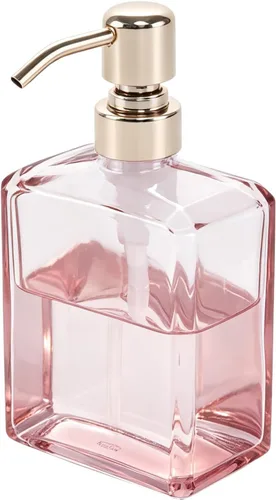 Vista 21 de Dispensador de jabón de vidrio ámbar rectangular, bomba negra, 13.5 Botella ámbar con bomba negra