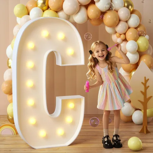 Vista 53 de imprsv Letras con luz para marquesina, letras de mosaico de 3 pies de alto con luz para decoración de baby shower, graduación, grandes