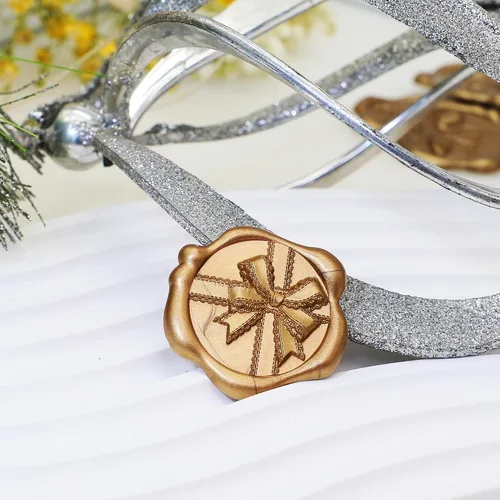 Vista 2 de SWANGSA 50 calcomanías de sello de cera de arco 3D, calcomanías de sellado de cera autoadhesivas de oro antiguo para invitaciones de fiesta de boda