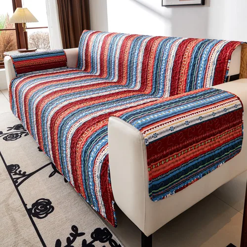 Vista 4 de EVENHUG Funda de sofá de 2 plazas estilo bohemio, lavable, funda protectora de muebles con correas elásticas para mascotas, niños, perros y gatos