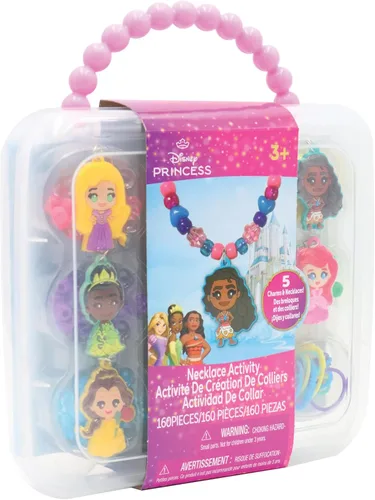 Vista 2 de Estuche de actividades para collar de princesa de Disney, kit de fabricación de joyas con cuentas, dijes y cuerdas, crea collares de princesa