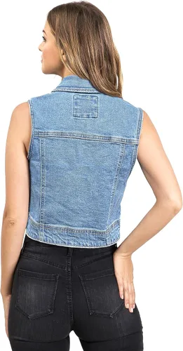 Vista 2 de Wax Jeans Chaleco de mezclilla recortado clásico para mujer
