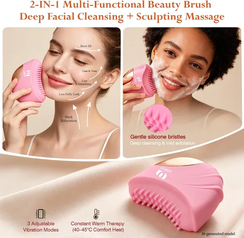 Vista 2 de Electric Heated Lymphatic Brush with Thick Raised Silicone Bristles