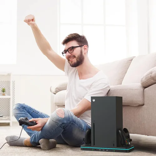 Vista 9 de Charging Stand with Cooling Fan, CODOGOY Vertical Stand Compatible with Xbox Series XS Console&Controller, Dual Controller Charger Station Dock with