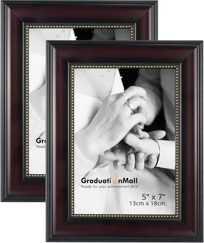 Vista 9 de GraduationMall Marcos de fotos de 4 x 6, vidrio real, fotos para pared o mesa, color negro con cuentas plateadas, paquete de 2