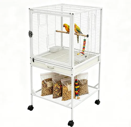 Vista 17 de Jaula de pájaro de metal,Jaulas grandes para periquitos para loro,Cockatiel Estilo-11