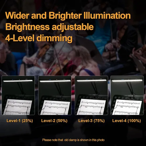 Vista 7 de Luces de soporte de música, batería magnética extraíble, funciona con batería recargable, lámpara de abrazadera USB-C de larga duración, plegable