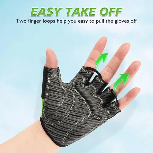Vista 7 de Guantes de ciclismo con almohadilla absorbente de golpes, agarre extra, ajuste flexible, peso ligero, transpirable para hombres y mujeres ciclismo
