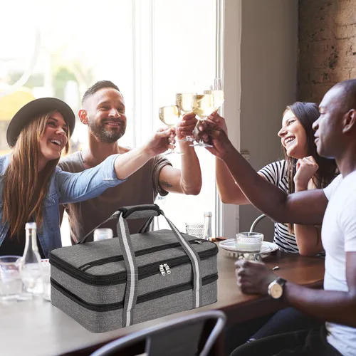 Vista 7 de Stack Store Plus More Cazuela aislada para alimentos calientes o fríos, soporte para lasaña para picnic, comida, cocina, se adapta a platos de horno