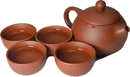 Vista 7 de Juego de 4 tazas de arcilla, tetera pequeña y tazas de té tradicional chino Kung Fu (negro)