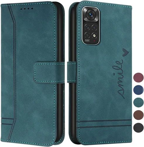 Vista 11 de Funda tipo cartera para Xiaomi Redmi Note 11, Redmi Note 11 Funda con tarjetero Funda de cuero con función atril Protección completa magnética Negro