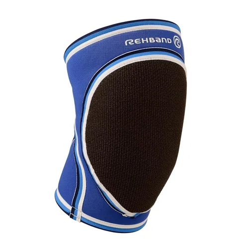 Vista 6 de Rehband Rodilleras originales, rodilleras de neopreno para voleibol y deportes de interior, rodilleras para mujeres y hombres, color: azul, 1 par