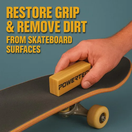 Vista 7 de POWERTEC 71424 - Cinta de agarre abrasivo y de patineta de 4-1/2 pulgadas, limpiador de papel de lija, paquete de 2, borrador de goma natural