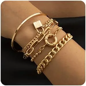Vista 7 de 5 pulseras con dije de candado para mujeres y adolescentes, accesorios de mano de fiesta, Aolly, No es una piedra preciosa