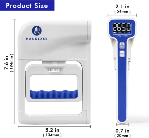 Vista 3 de Digital Grip Strength Tester, 265 lb Hand Dynamometer, White