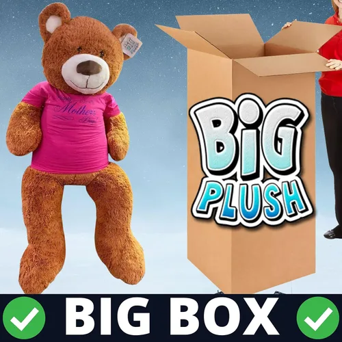 Vista 4 de Big Plush Oso de peluche para mamá, suave oso de peluche gigante de 5 pies, lleva camiseta extraíble, feliz día de la madre, color marrón miel