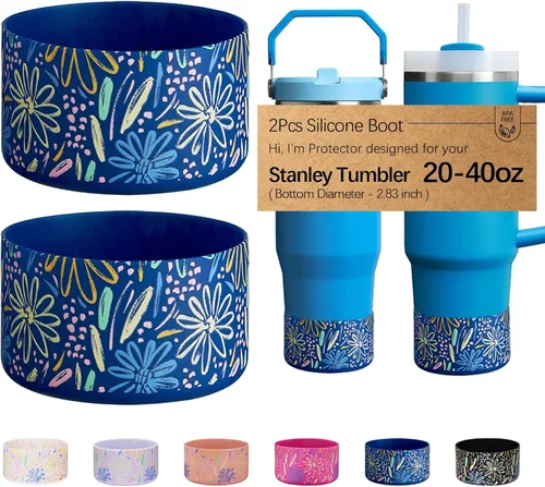 Vista 27 de WK IEASON 2 Piezas Protector de Base Tipo Bota para Vaso Stanley Quencher Adventure 40oz y Stanley IceFlow 20oz 30oz y Compatible con Botella de 3D
