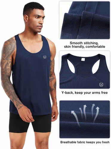 Vista 45 de NELEUS Camiseta sin mangas para hombre para entrenamiento, correr, gimnasio, atlética