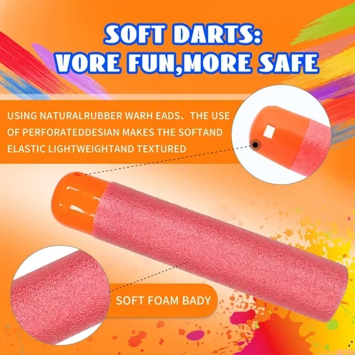 Vista 3 de WALWAL Mega Darts Foam Bullet Refill Pack - Compatible with Nerf N-Strike Mega Series - Safe Foam Ammunition for Kids, Teens, and Adults
