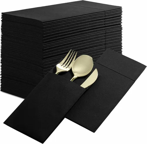 Vista 18 de Servilletas de cena Linen-Feel con bolsillo para cubiertos, 100 unidades Beige