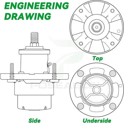 Vista 7 de Conjunto de husillo AM144608 previamente engrasado con polea de husillo UC20697 para John Deere X330 X350 X354 X370 X380 X384 X390 X394 X570 X580