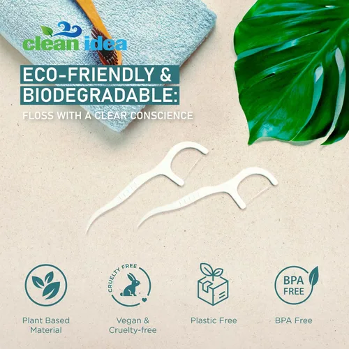Vista 4 de EcoFlossers - 300 unidades de hilo dental ecológico para adultos y niños, palillos de hilo dental para uso diario, palillos de hilo dental fáciles