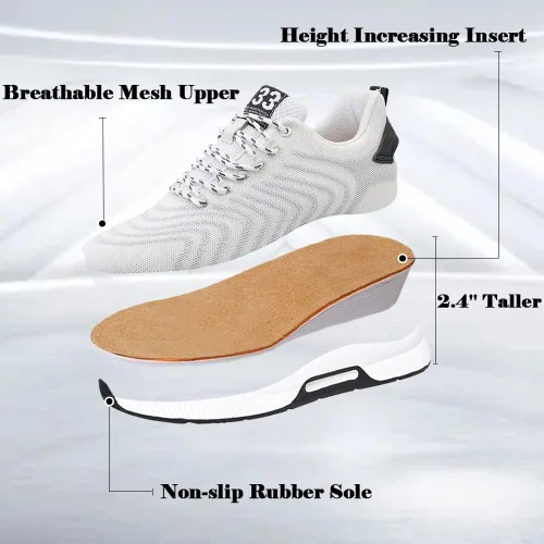 Vista 2 de Recyphi Men's Invisible Height Increasing Elevator Shoes Lightweight Sport Shoes Height-Boosting Fashion Sneakers 2.4" Taller