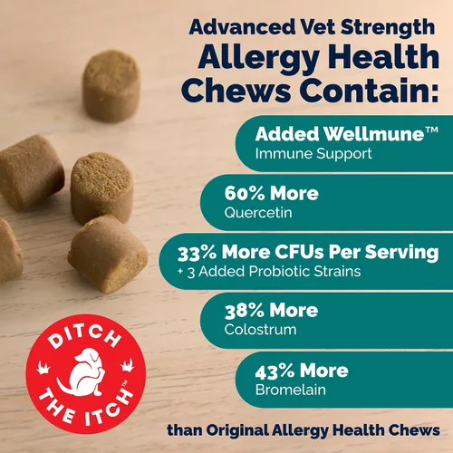 Vista 4 de Vetnique Dermabliss - Masticables para alergias para perros con fuerza avanzada para aliviar la picazón y la piel, suplemento antipicazón