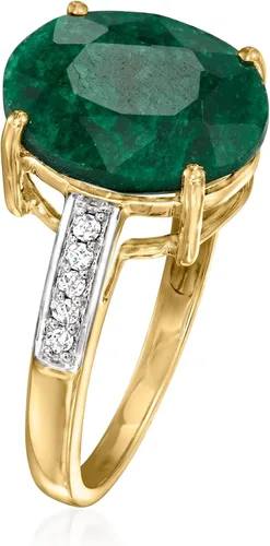 Vista 3 de Anillo Canaria Esmeralda de 3.80 quilates con detalles de diamantes en oro amarillo de 10 quilates
