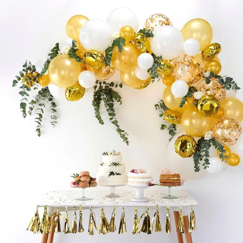 Vista 4 de Ginger Ray Kit de arco de globos dorados para decoración de fiesta, paquete surtido de 70