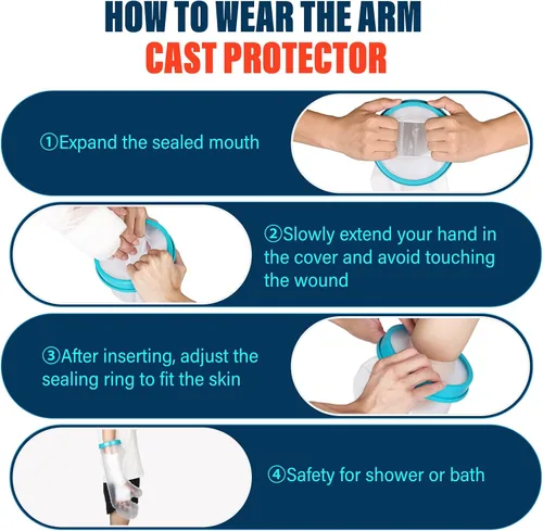 Vista 7 de Fundas de fundición para brazo de ducha para adultos, protector impermeable para brazos, funda de ducha reutilizable para brazo roto, muñeca, codo