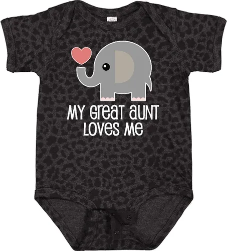Vista 17 de inktastic Body para bebé Great Aunt Loves Me Elefante 0040 Negro