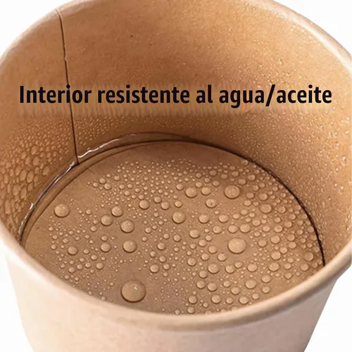 Vista 4 de Paquete de 100 recipientes de sopa de papel de 8 onzas con tapas, vasos desechables de papel kraft para alimentos, recipiente de sopa resistente