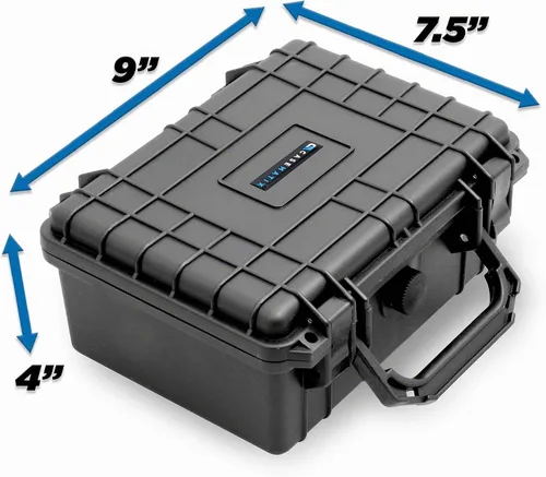 Vista 4 de CASEMATIX Funda rígida impermeable de 9" con espuma personalizable para electrónica portátil, herramientas y accesorios - Estuche de plástico